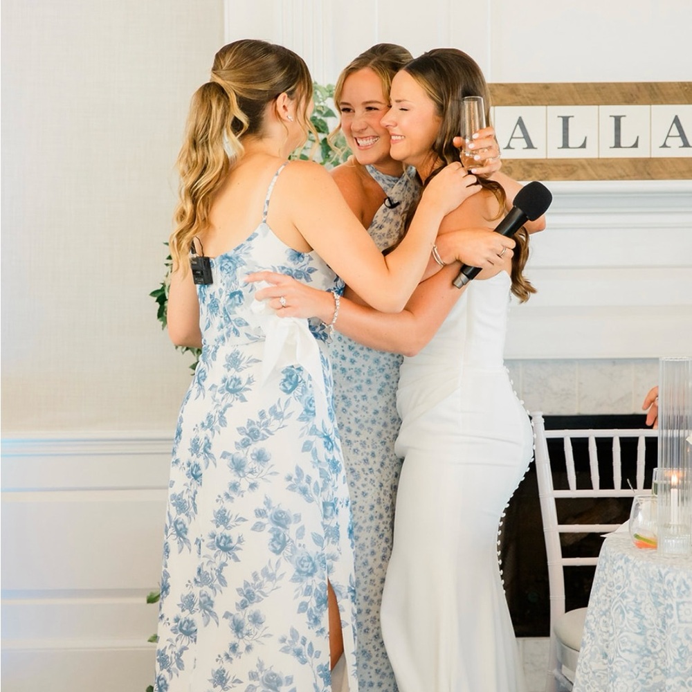 Revelry Blue and White Maxi Bridesmaid Dress - Picture 4 of 4
